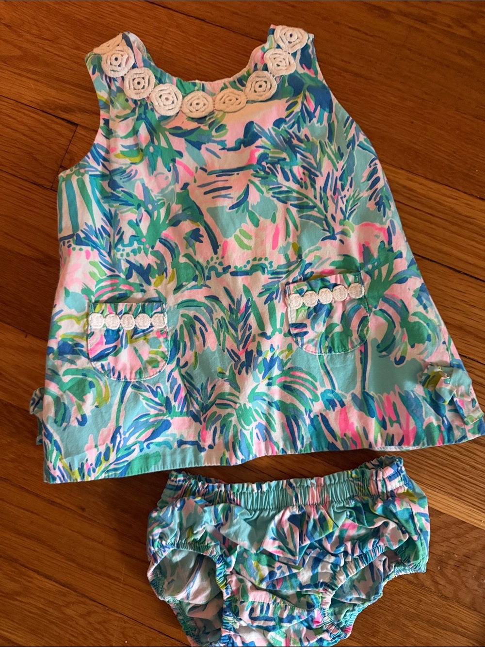 Lilly Pulitzer Aqua Pink Green Floral Tank with Matching Bloomers